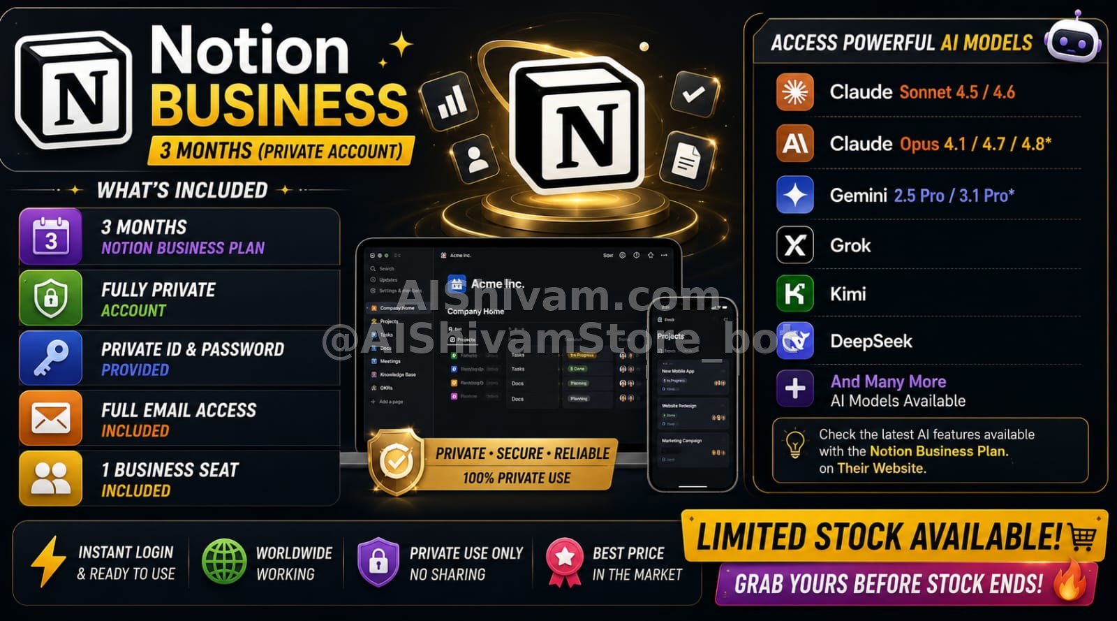 ⚫ Notion Business – 3 Months (Private Account)