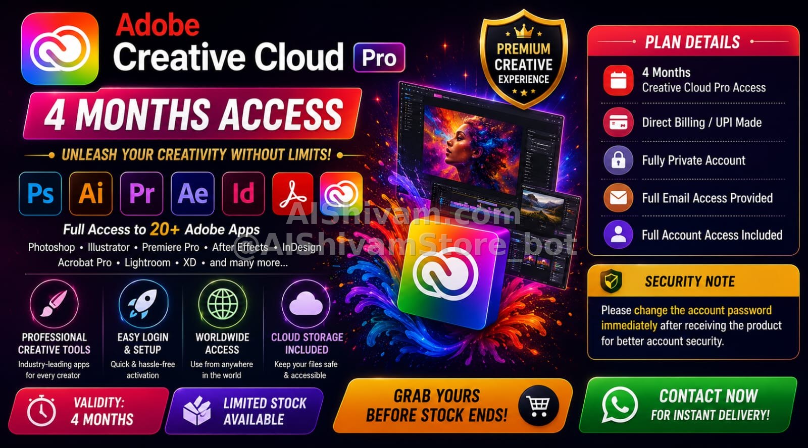 🎨 Adobe Creative Cloud Pro – 4 Months