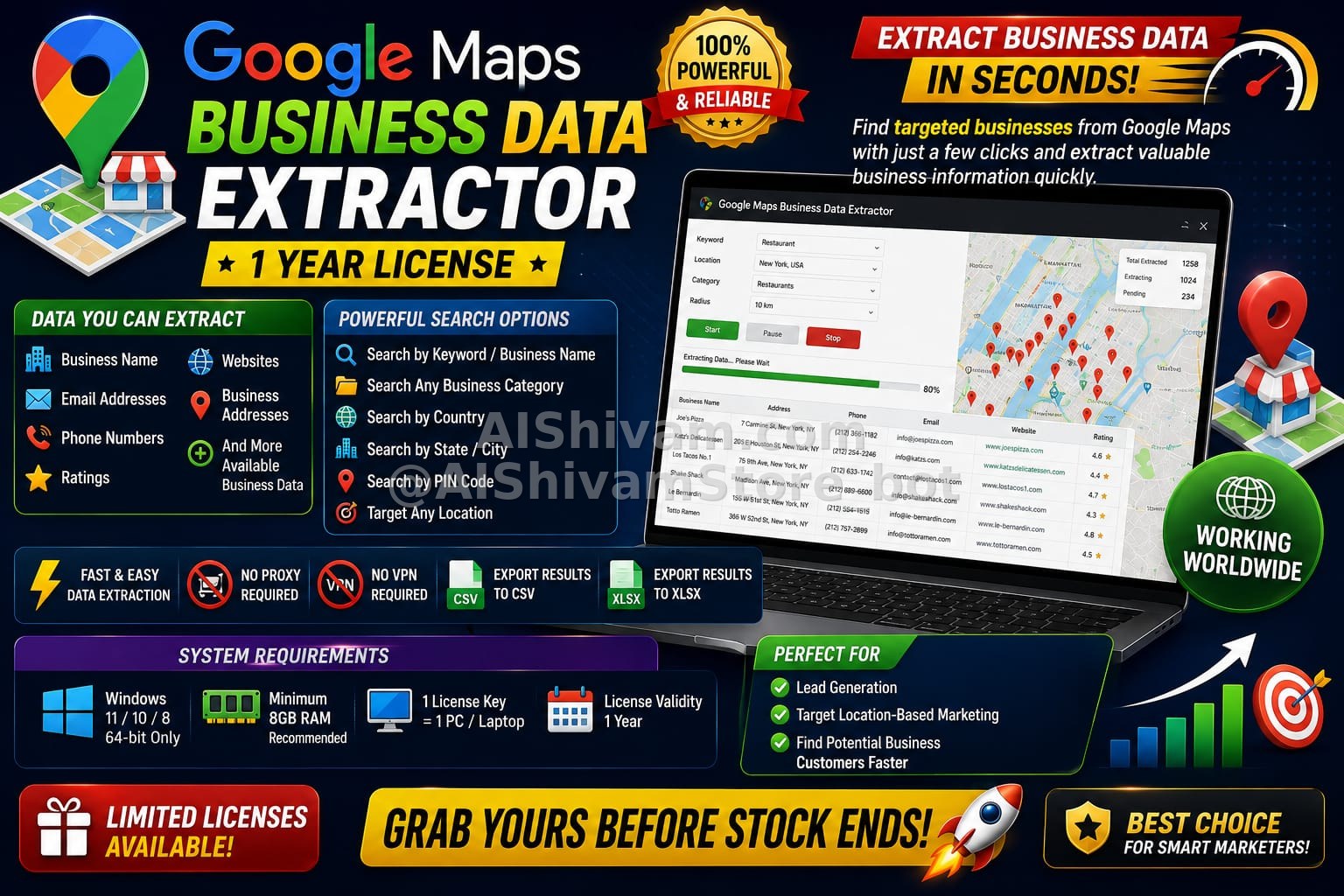 🌍 Google Maps Business Data Extractor – 1 Year License